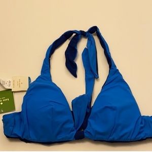 NWT KATE SPADE Reversible Dive right in blue bikini top size Large